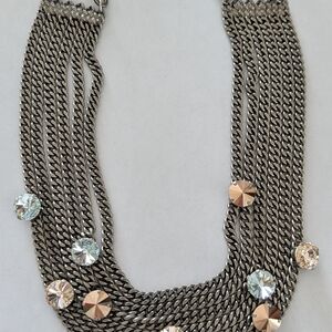 Elegant Silver and Gold Multi-Chain Necklace